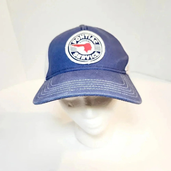 General Motors Other - Rare Vintage PONTIAC Authorized Service Adjustable Snapback Cap Hat Blue…